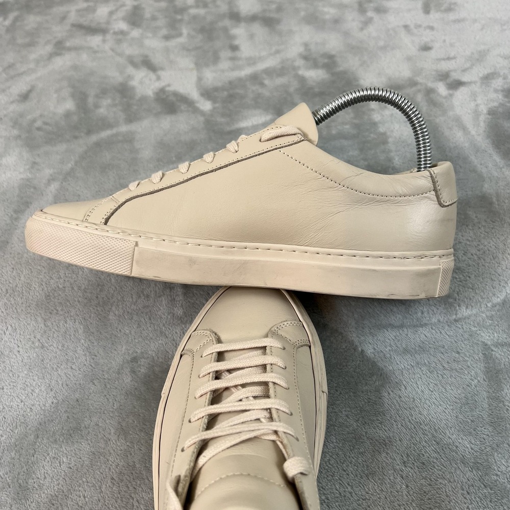 Common Projects Achilles Low Shoes Womens Size 7 Beige Leather Sneakers Italy - Picture 12 of 16